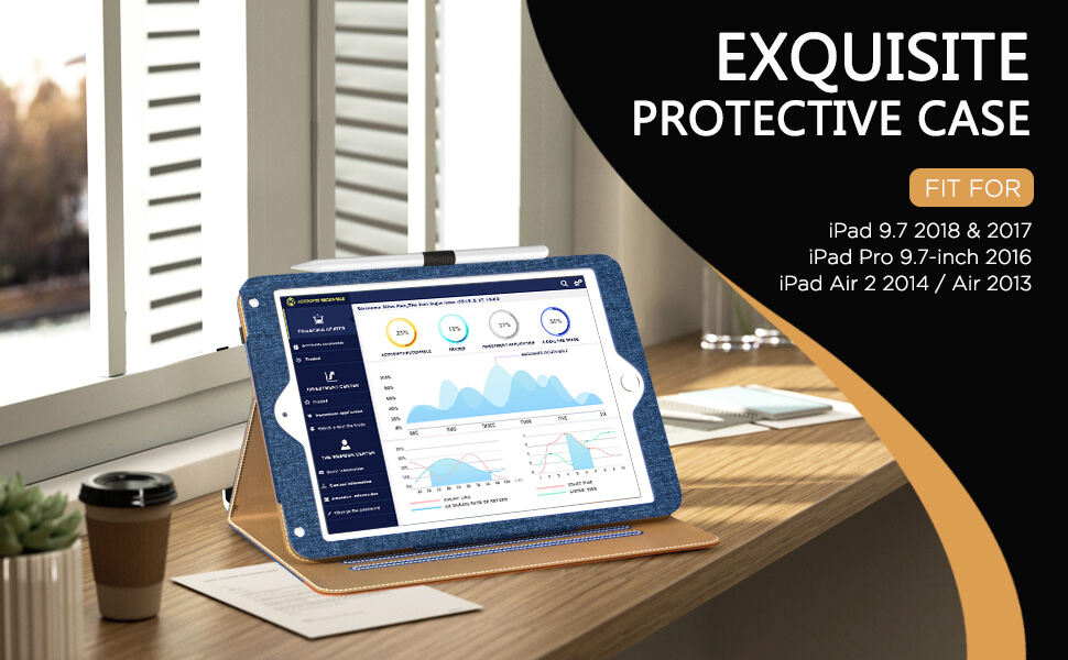 MoKo Case for iPad 9.7 2018/2017 / iPad Air 2 / iPad Air 1 / iPad Pro 9.7 2016, Lightweight Shockproof Protective Cover with Auto Sleep/Wake for iPad 6th / 5th Generation