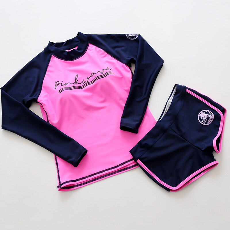 G-gourd Women Rashguards Long Sleeves Tops Shorts Set Swimming Suit for Lady Rash Guard Surf Diving Swimwear Water Sports - intl