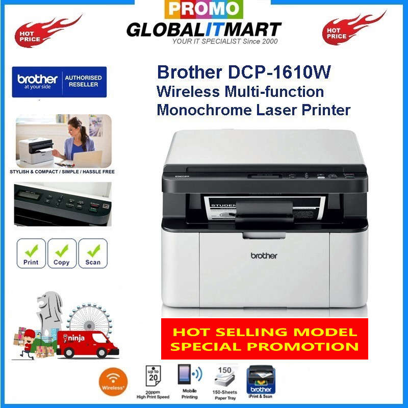 Brother DCP-1610W Mono Laser Printer Print / Scan / Copy / 1610 / 1610W / BROTHER / PRINTER / LASER PRINTER / SINGAPORE (Warranty by Brother Singapore 2 years carry-in) (Brought to you by GLOBAL IT MA