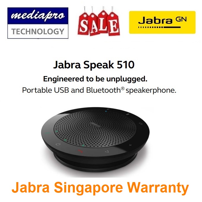 JABRA Speak 510 Conference Speakerphone, USB & Bluetooth, Omni-Directional Mic, 15hrs Rechargeable Battery   - 2 Years Local Distributor Warranty