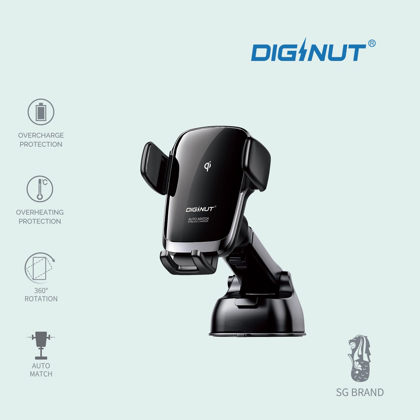 Diginut 15W  Wireless Car Charger Automatic Clamping Fast Charging/ intelligent identification/instant charging /CW-10