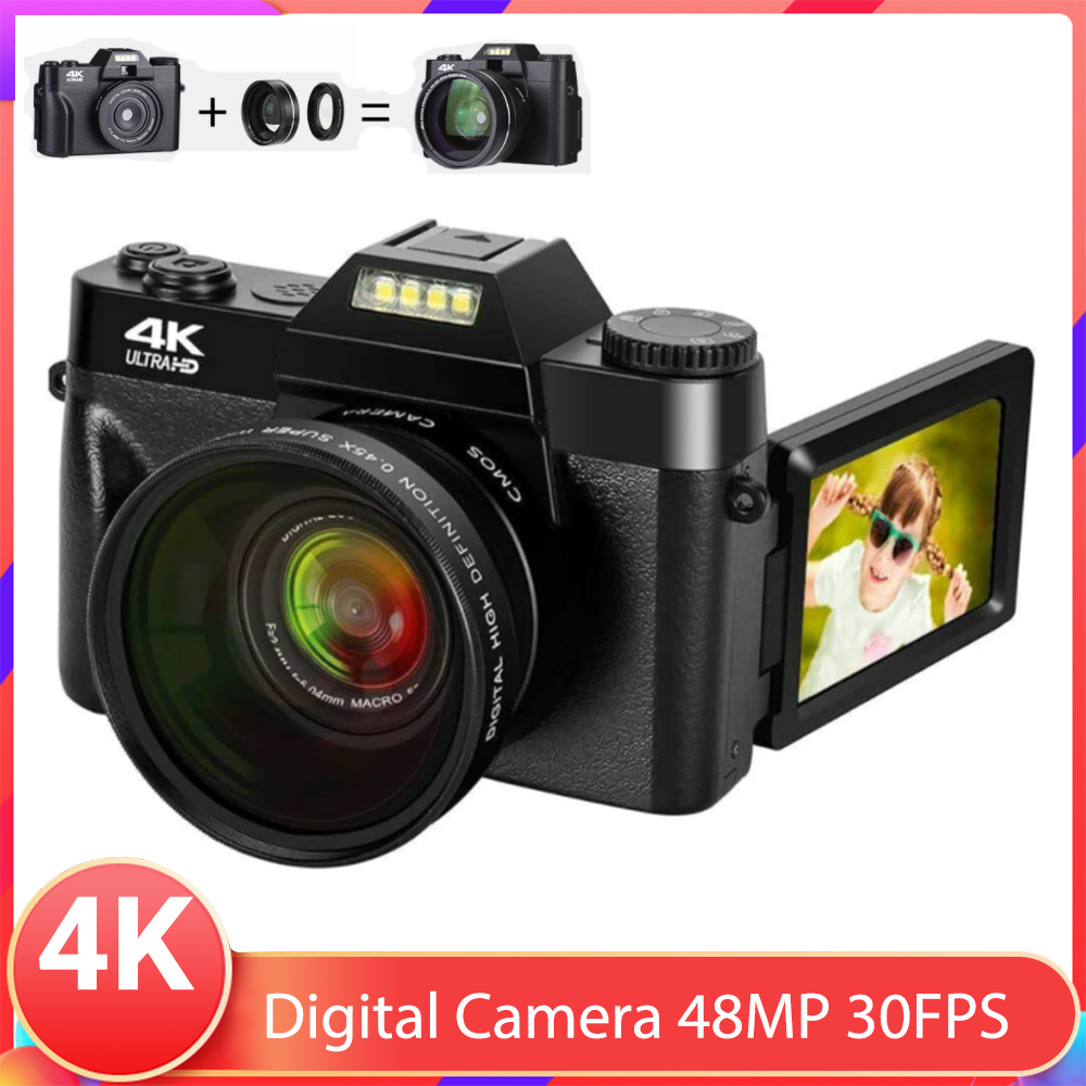 4k 30FPS Digital Camera 48MP WI-FI Camera vlog recording for YouTube 30FPS with WI-FI 16X Free Gift wide-angle lens Vlogging Camera