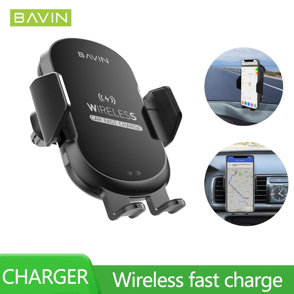 BAVIN PC319 Car Mount Charger Qualcomm3.0 Quick Charger Rotating 360 Fast Charging Wireless Car Mount Holder Charger Supported Air vent & Windshield For Samsung S10 S9 S8 Note 9 iphone 12 XS